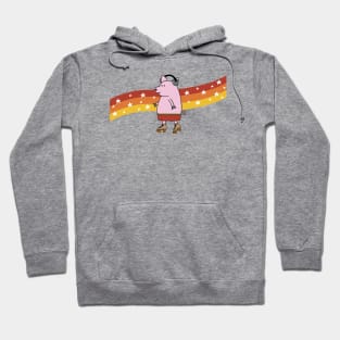 Retro Roller Skating Pig Hoodie